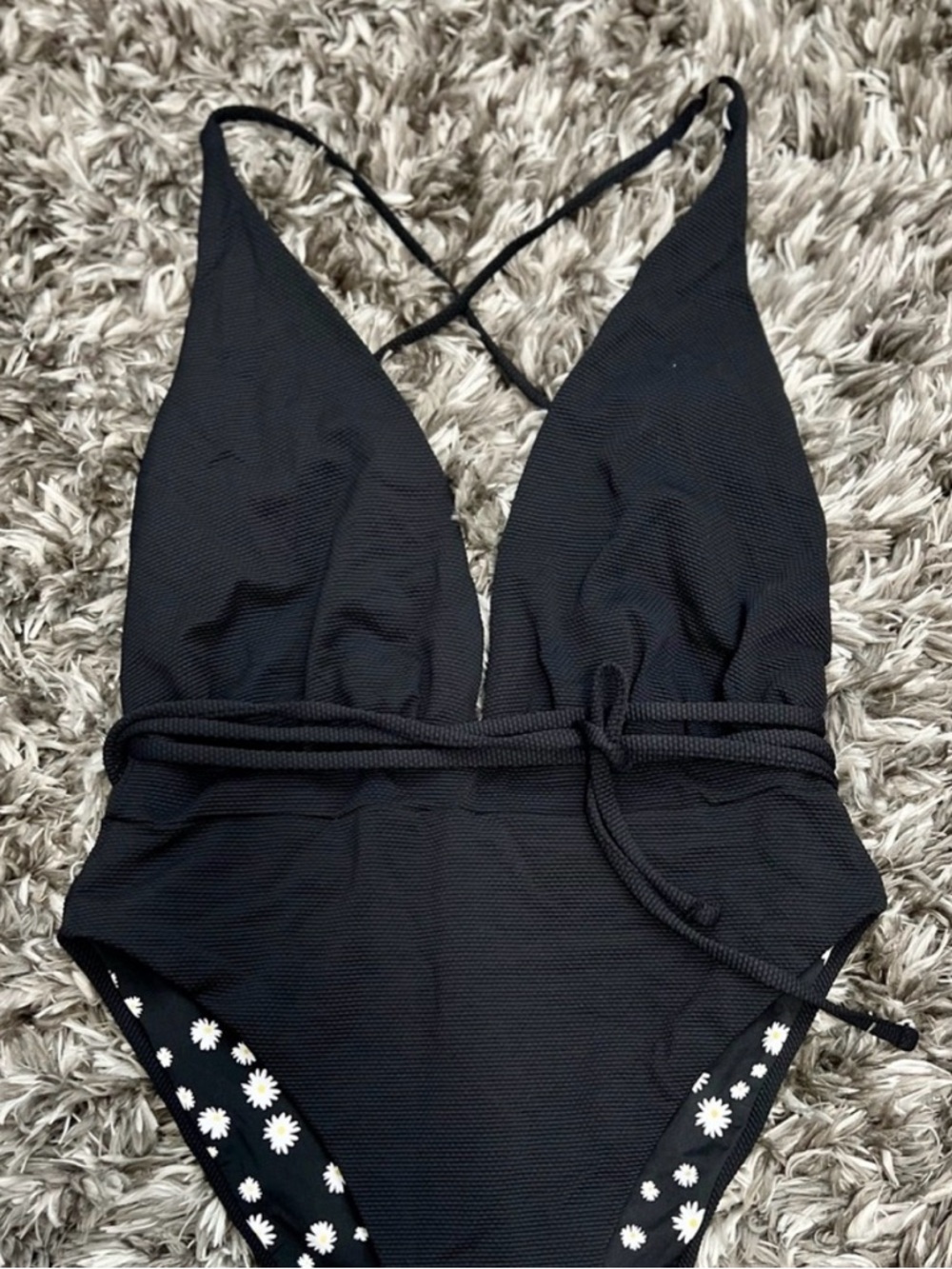 Maaji Black One-Piece Swimsuit with Daisy Trim